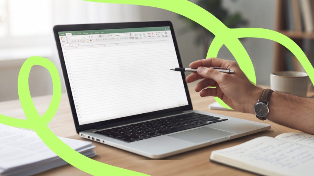 Hand pointing on laptop screen showing a spreadsheet comparing OMSAS ABS editing options